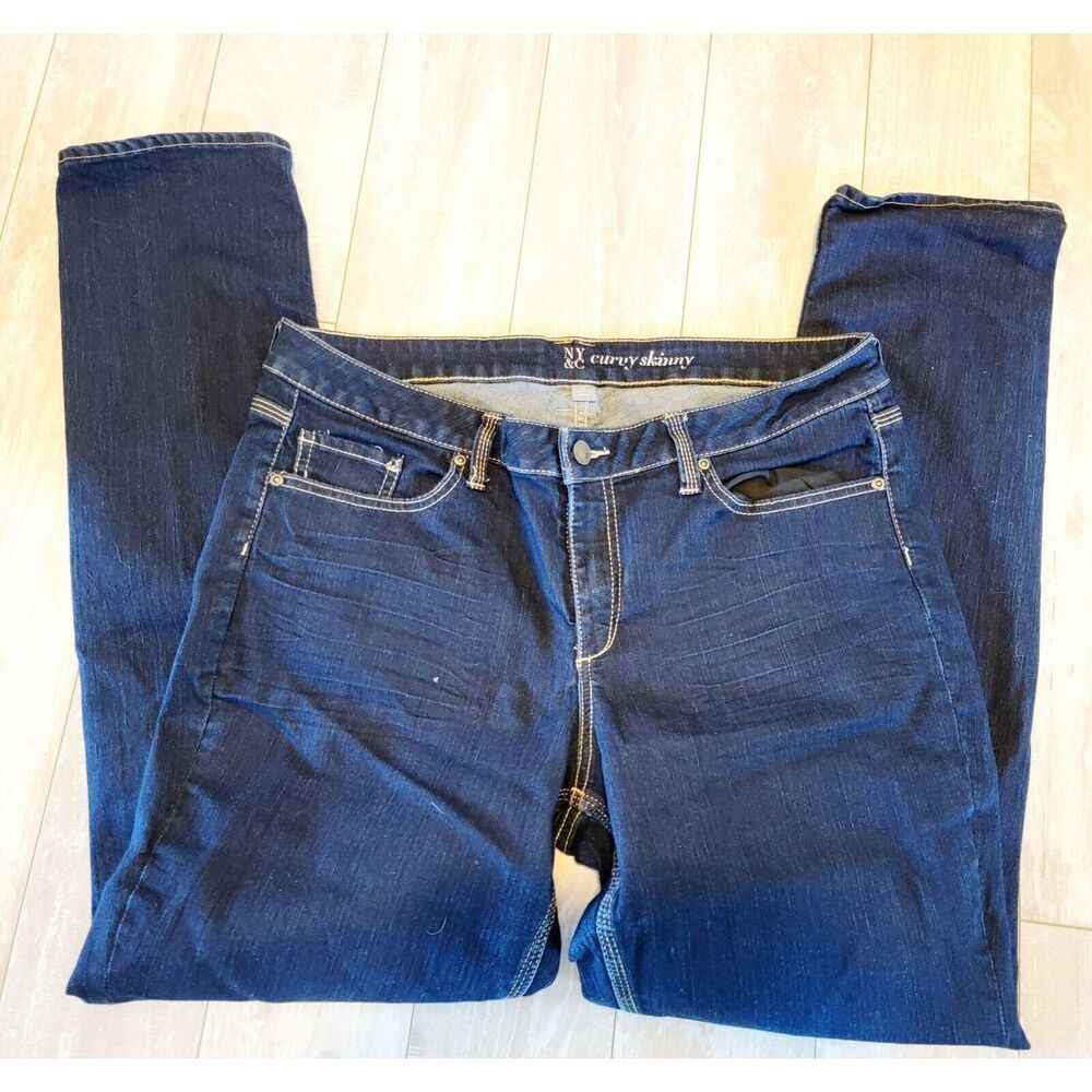 New York & Company 16‎ Jeans Women Curvy Skinny Stretch Denim Dark Wash Strt Leg